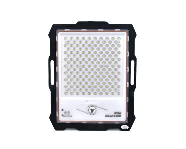 Proiector LED cu panou solar si senzor miscare, 100W-600W, 82-324 LED-uri, lumina alba, telecomanda