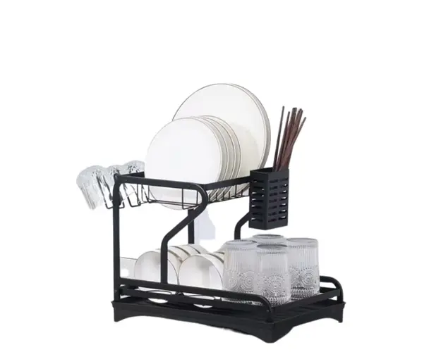 Suport de vase premium, 2 nivele, 42 X 30 X 32cm, negru