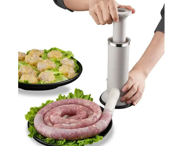 Masina manuala pentru carnati, otel inoxidabil/plastic, gri, 22,5 x 9,5 cm