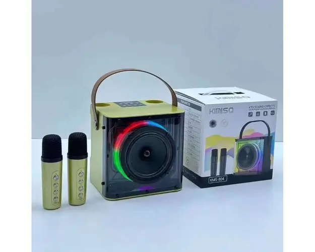 Sistem Karaoke Kimiso KMS-804, Bluetooth 5.3, TWS, 2 microfoane Wireless, 12 lumini disco, 4 modificari de voce