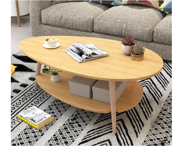 Masuta cafea ovala pentru sufragerie, din lemn MDF, 3 picioare