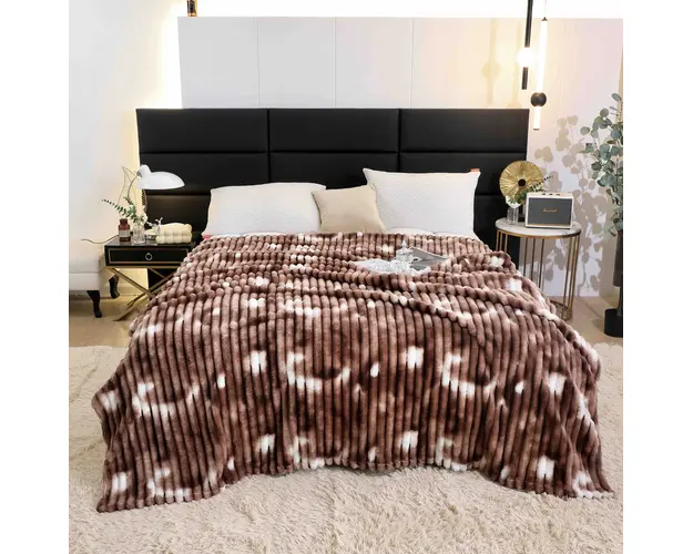 Patura catifelata Cocolino cu Dungi, Model Uni, 200 x 230cm