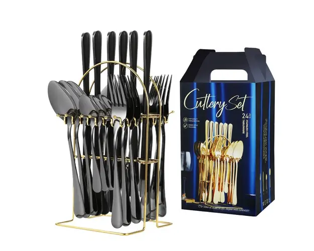 Set tacamuri 24 piese cu suport, otel inoxidabil