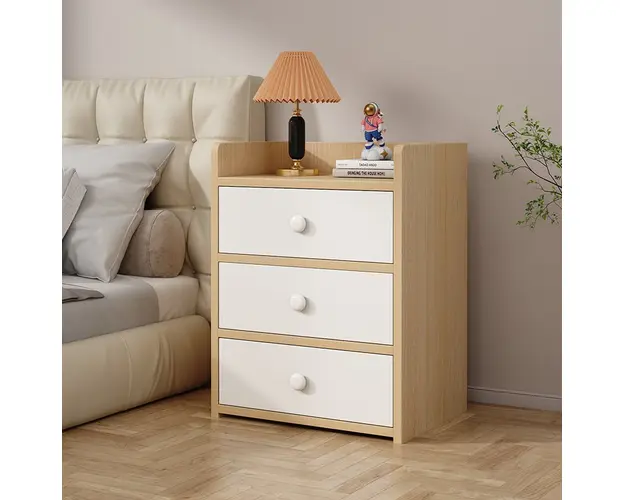 Noptiera alba minimalista din PAL cu 2 sau 3 sertare