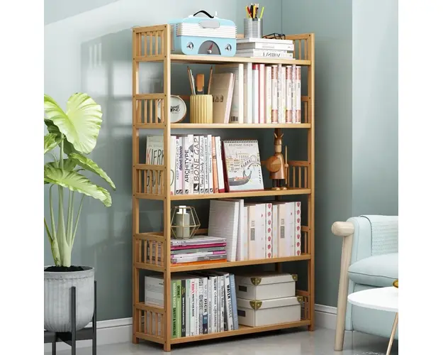 Biblioteca sufragerie, raft carti din lemn de bambus