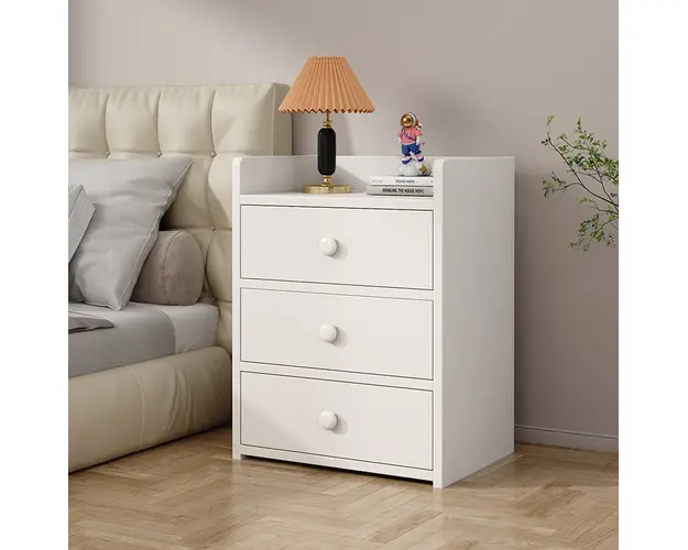 Noptiera alba minimalista din PAL cu 2 sau 3 sertare