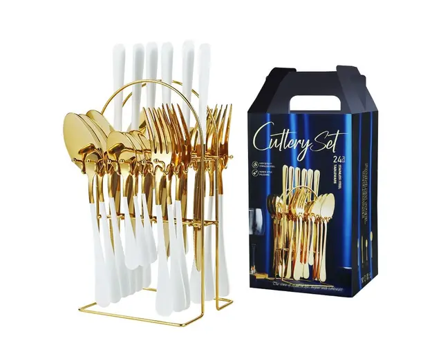 Set tacamuri 24 piese cu suport, otel inoxidabil