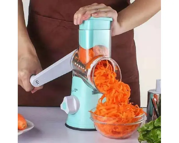 Razatoare manuala pentru legume Tabletop Drum Grater, 3 lame interschimbabile