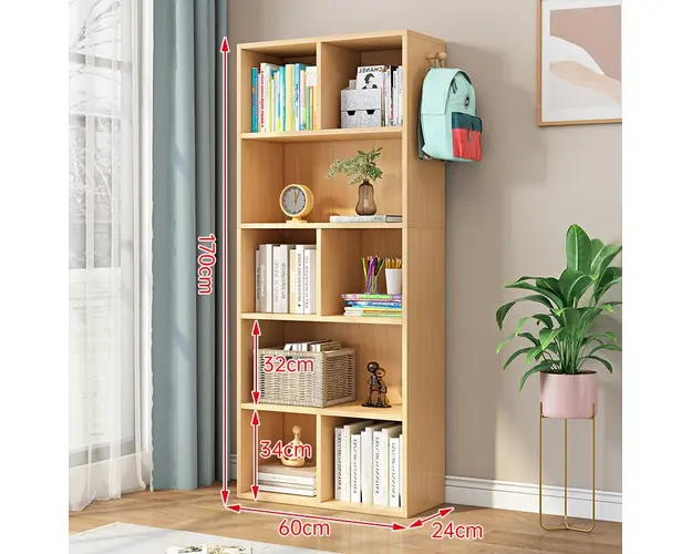 Raft biblioteca din PAL cu 5 rafturi, 170x60x24cm