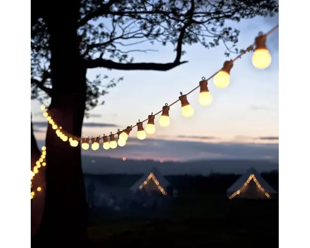 Ghirlanda luminoasa pentru gradina 5m, 10m sau 20m, lumina calda (3000 K), protectie IP44, 20/40 becuri LED