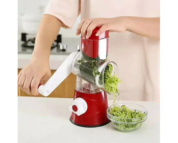Razatoare manuala pentru legume Tabletop Drum Grater, 3 lame interschimbabile