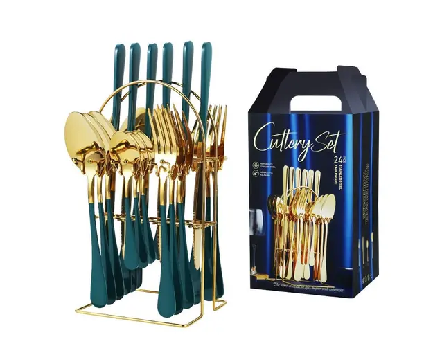Set tacamuri 24 piese cu suport, otel inoxidabil