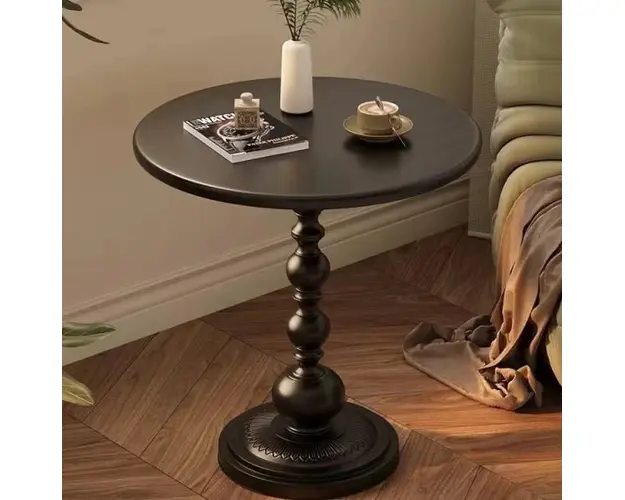 Masuta de cafea retro, fier, pentru living, dormitor sau balcon 52 x 38 cm, negru