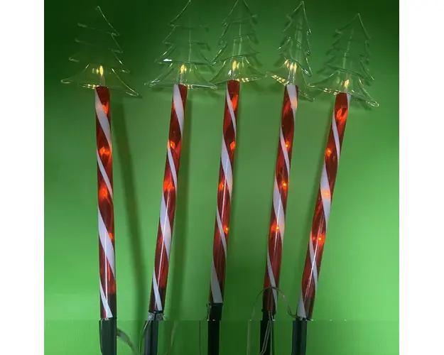 Decoratiune luminoasa pentru Craciun, 5 Acadele, stele, fulgi de nea si brazi pentru exterior, incarcare solara, 40 cm