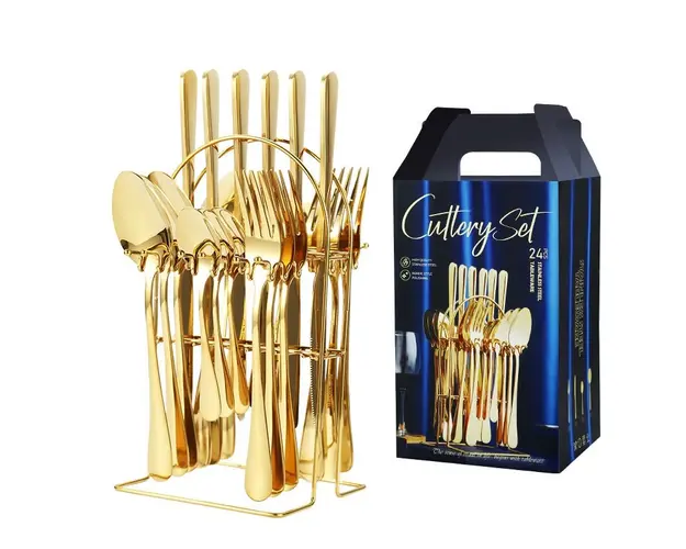 Set tacamuri 24 piese cu suport, otel inoxidabil