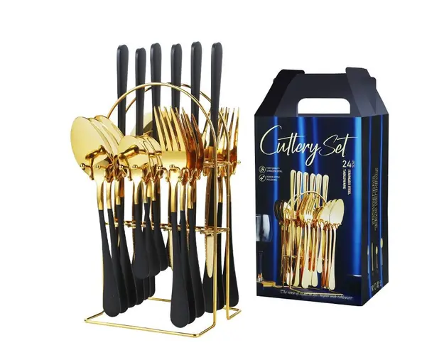 Set tacamuri 24 piese cu suport, otel inoxidabil