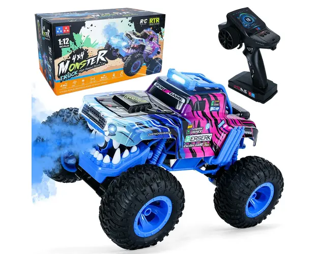 Masina Monster Truck cu telecomanda, spray, lumini si muzica, rotatie 360 si tractiune 4x4