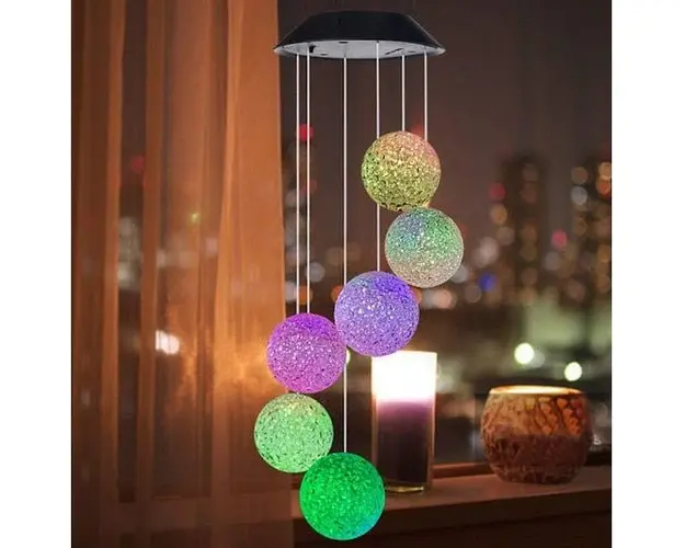 Decoratiune solara ornamentala, 6 globuri cu joc de lumini