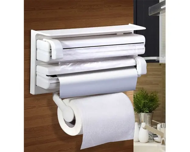 Dispenser triplu de bucatarie pentru hartie, folie aluminiu si folie stretch