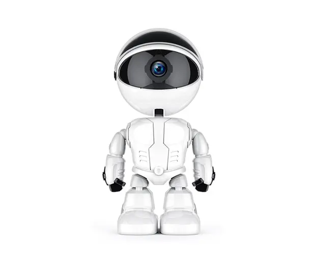 Camera de supraveghere smart, Robot, cu functie Baby Monitor, si cu rotire 360 grade, Full HD 1080P, Wireless Audio Video, IP, Night Vision, Detectarea miscarilor, Two-Way Audio, Alb