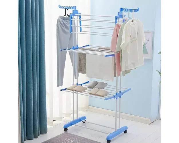 Uscator vertical, mobil si pliabil pentru rufe cu suport umerase, inaltime 173cm