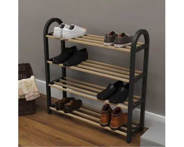 Suport incaltaminte cu 4 rafturi din lemn,18 x 64 x 64 cm