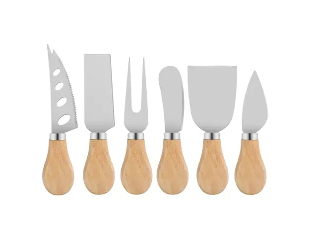 Set 6 cutite cu maner de lemn pentru branzeturi