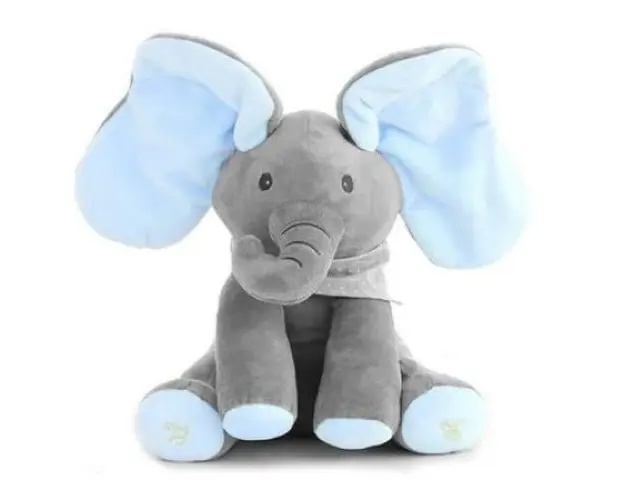 Jucarie de plus interactiva muzicala, Elefantul Cucu-Bau, 30 cm
