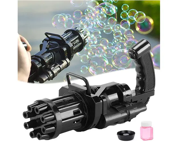 Mitraliera de jucarie, electrica, pentru produs baloane din sapun