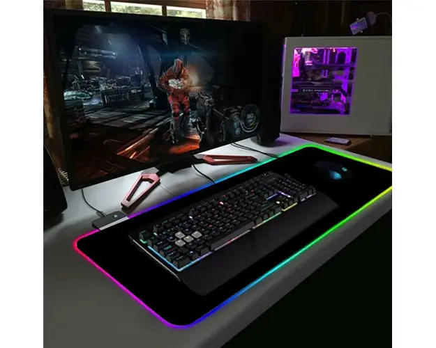 Mouse Pad gaming cu iluminare led RGB 80 x 30 negru