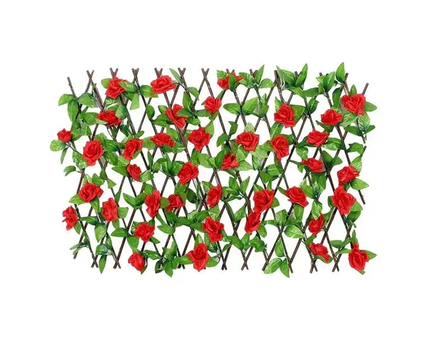 Gard viu artificial cu flori, extensibil, vesnic verde, 220x70 sau 120x120