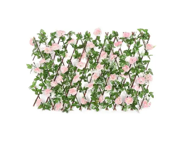 Gard viu artificial cu flori, extensibil, vesnic verde, 220x70 sau 120x120