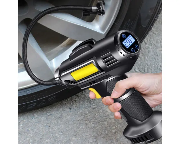 Compresor auto portabil multifunctional, 12V, 10 bari, afisaj digital LED, alimentare la bricheta masinii