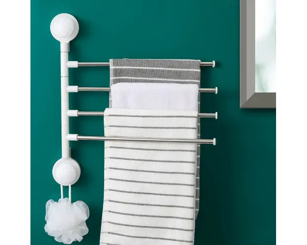 Suport cu ventuze pentru 4 prosoape, pentru perete