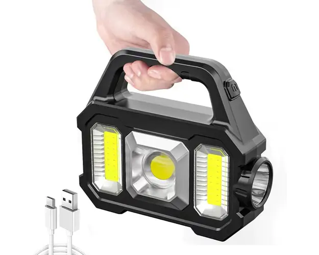 Lanterna solara cu proiector lateral cob si incarcare usb