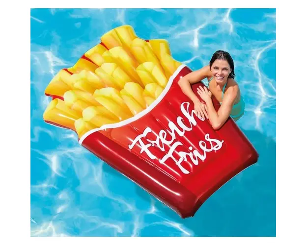 Saltea gonflabila Intex French Fries 58775 Multicolor, 168x119x18cm, pentru adulti si copii