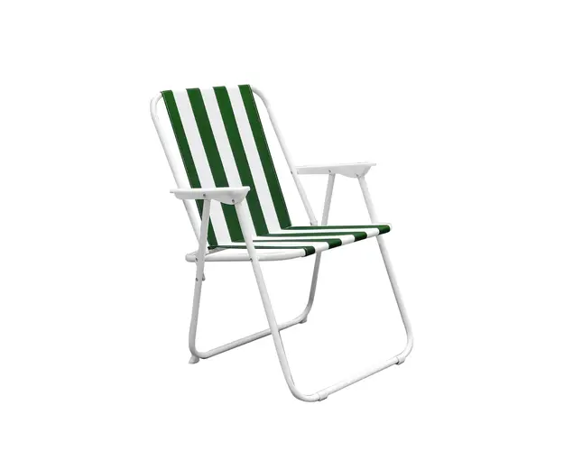 Scaun pliabil Hawaii pentru gradina, camping, pescuit, model dungi, alb si albastru, max 90 kg, 52x61x74 cm