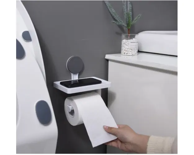 Suport hartie igienica cu suport telefon