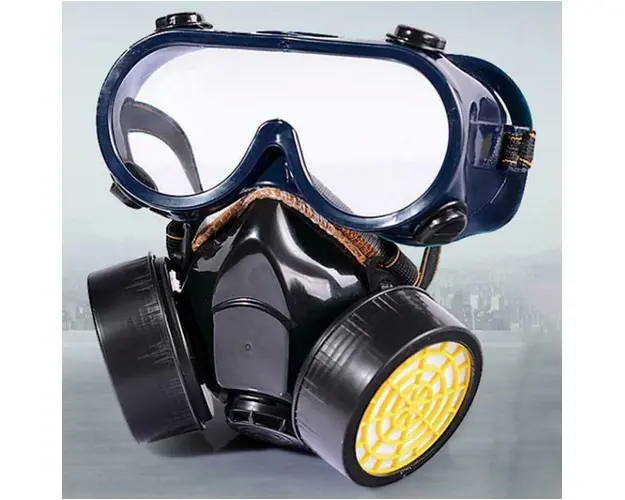 Masca de protectie, anti praf si vapori, anti-poluare, cu 2 filtre de carbon activ si ochelari