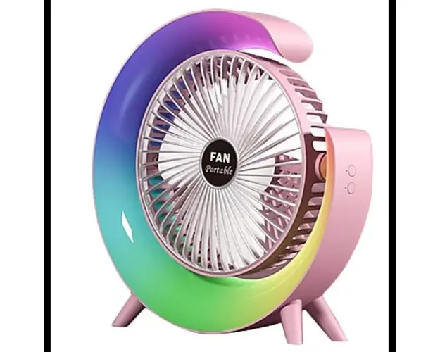 Mini ventilator de birou rotund cu LED RGB