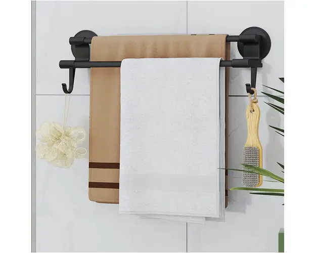 Suport prosoape baie doua brate 50x15x10 cm Negru