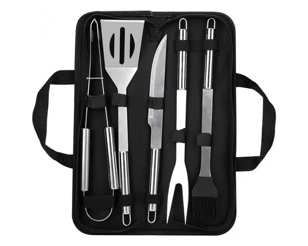 Set ustensile din inox pentru gratar, 5 piese, Grunberg