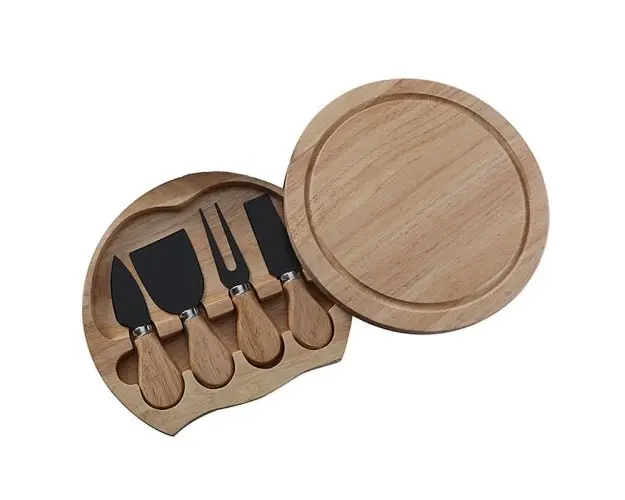 Set platou de branzeturi cu ustensile pentru servire, din lemn, dimensiuni 36x18x1, 5 cm