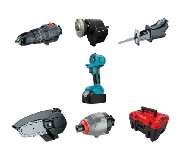 Trusa scule 5 in 1 cu 1 acumulator 48V, bormasina, cheie impact, minidrujba, fierastrau sabie