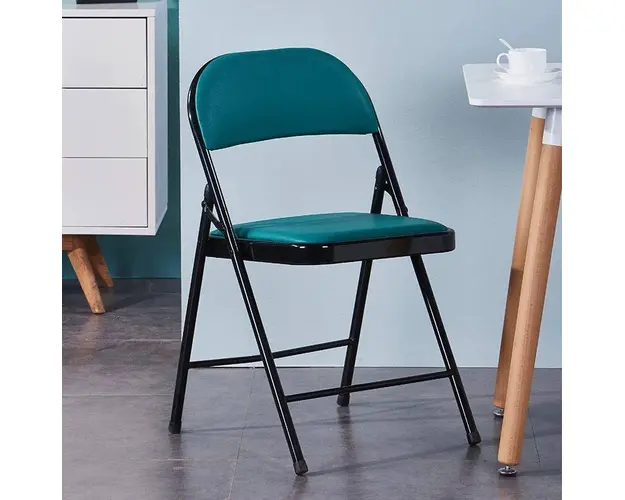 Scaun pliabil tapitat piele ecologica/material textil, cadru metalic 42x42x78 cm