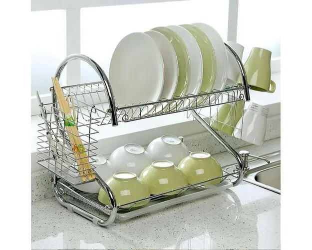 Suport vesela bucatarie etajat cu tavita de uscare si suporturi