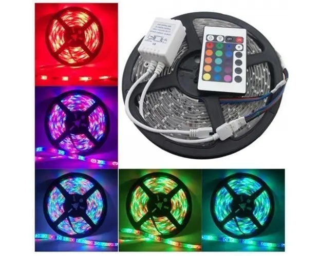 Banda LED 5050 RGB multicolor cu telecomanda, 5 metri, 72W