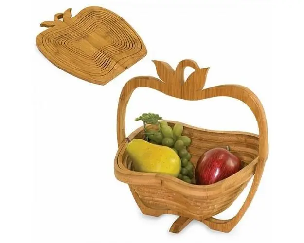 Cos de fructe pliabil in forma de mar din bambus