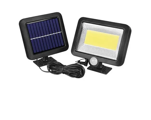 Lampa solara FL-1629B, senzor de miscare, rezistenta la apa, Negru