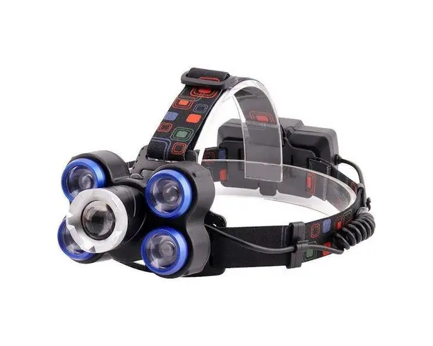 Lanterna frontala de cap, 5 LED, reglabila, cu acumulator